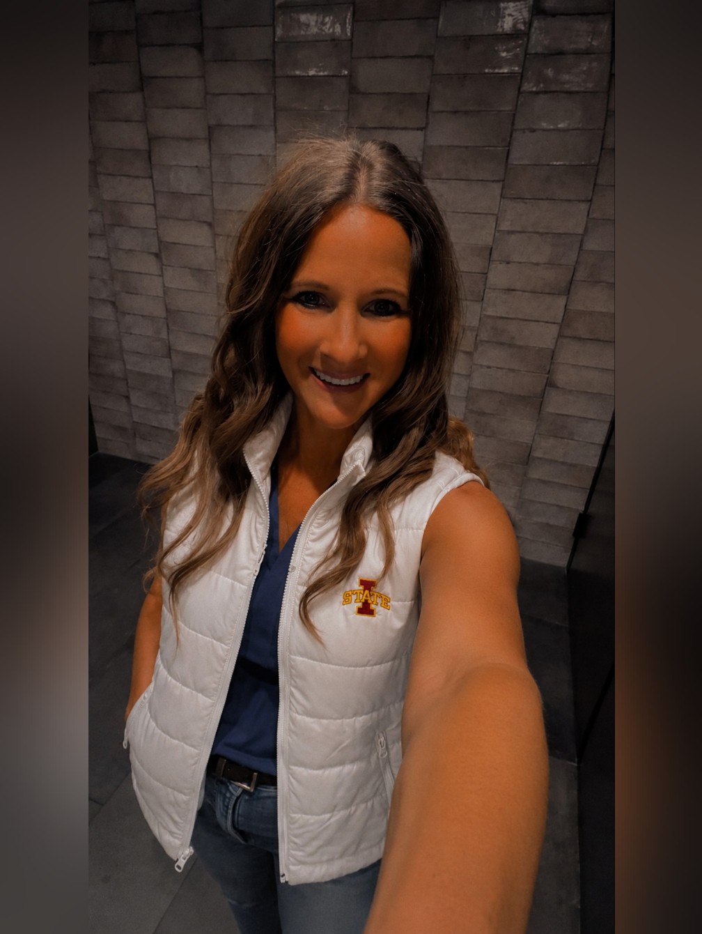 White Quilted Puffer Vest With Embroidered Logo